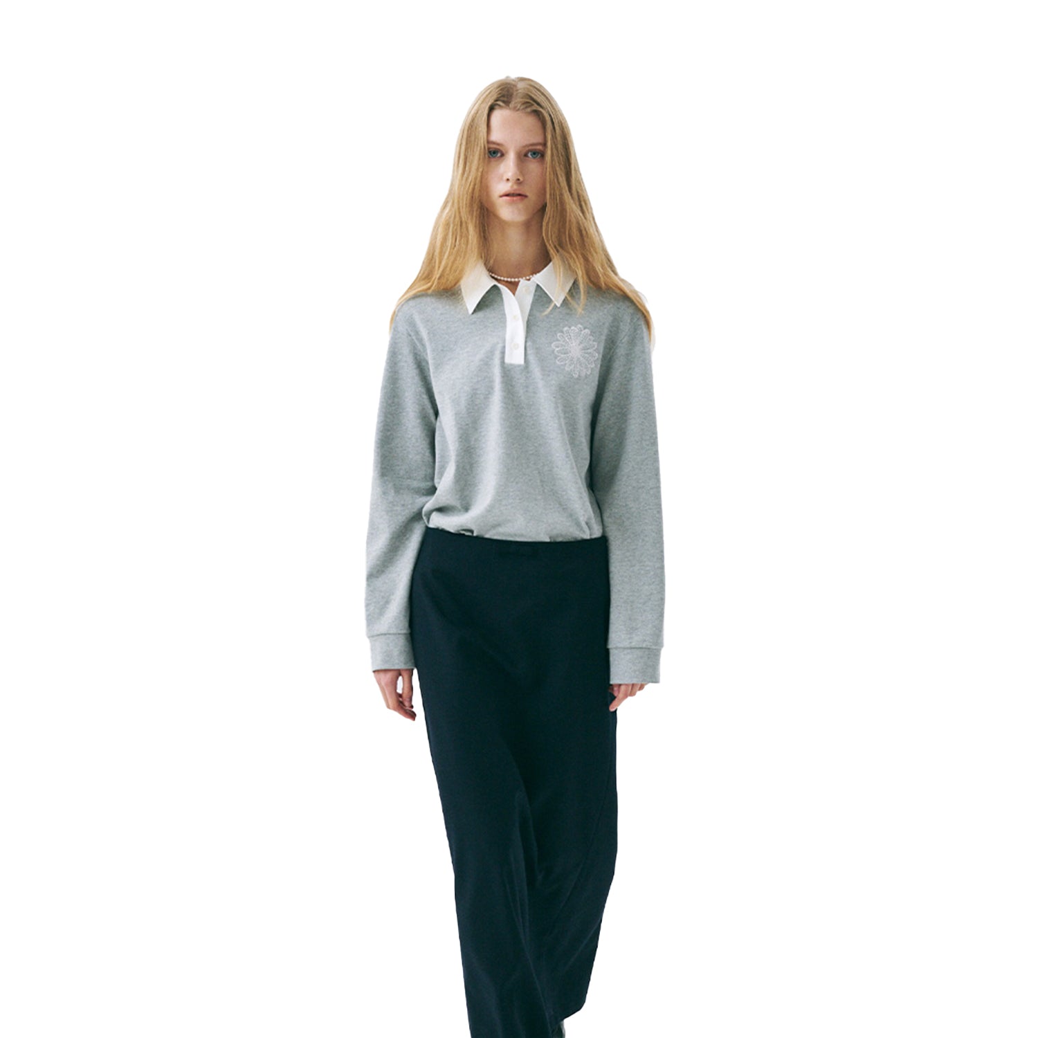 MARDI NEOPRENE CROPPED SHIRT PIQUET FLOWER_BLACK IVORY