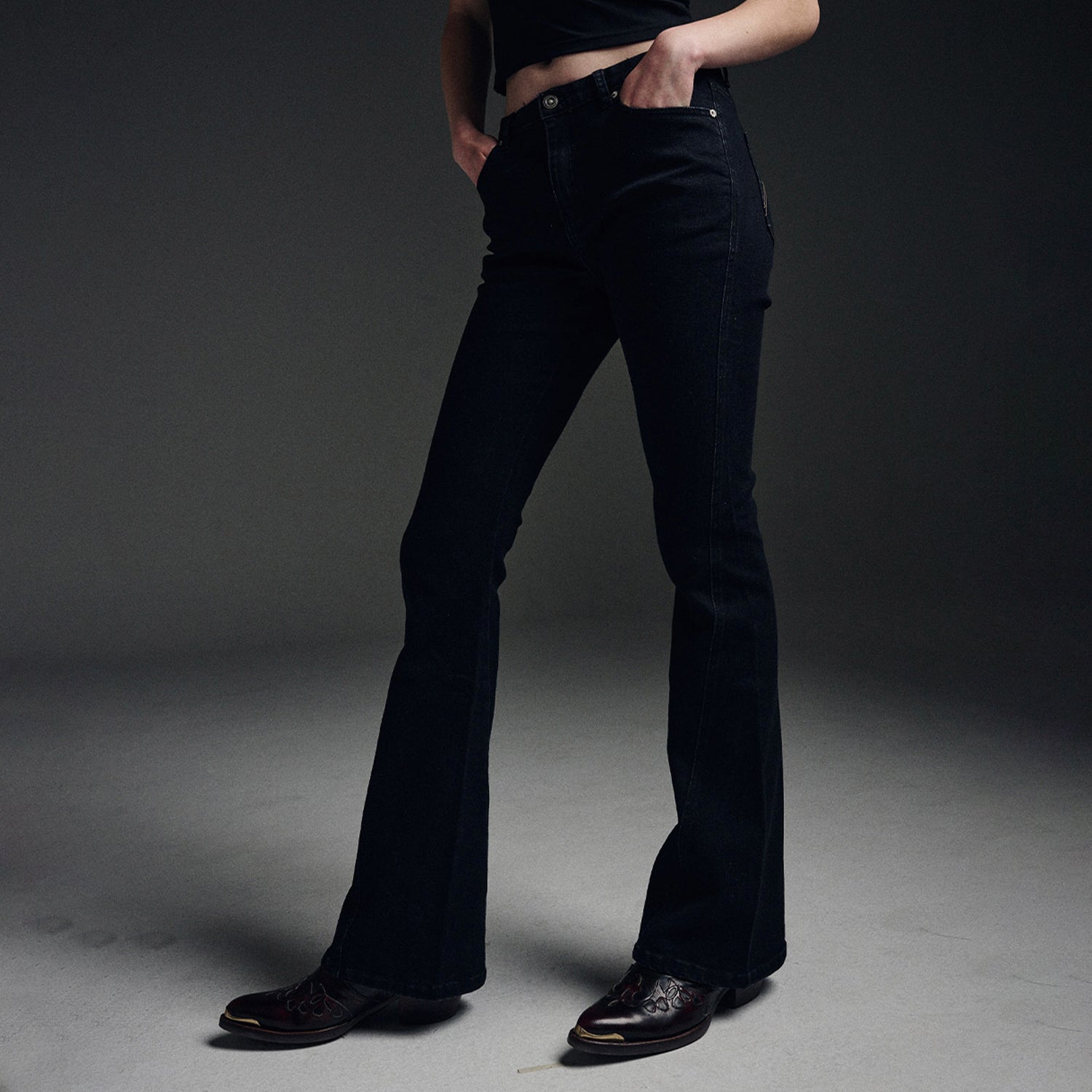 ☆AVANDRESS☆ Cutting Bootscut Denim Pants BLACK AD41PT06BK ☆AVANDRESS☆ Cutting Bootscut Denim Pants BLACK AD41PT06BK