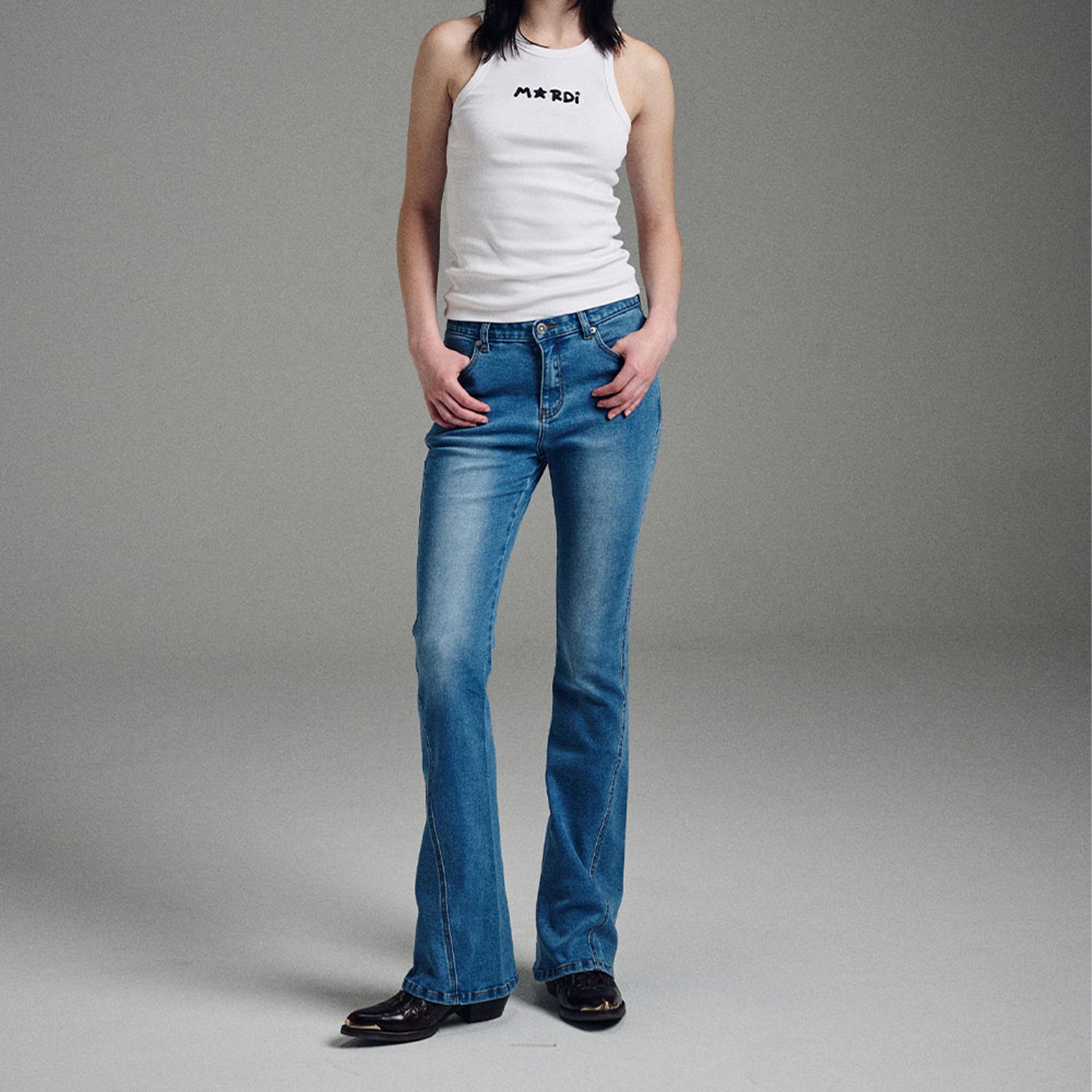 Denim Boots Cut Mid Rise Pants – FRUITION