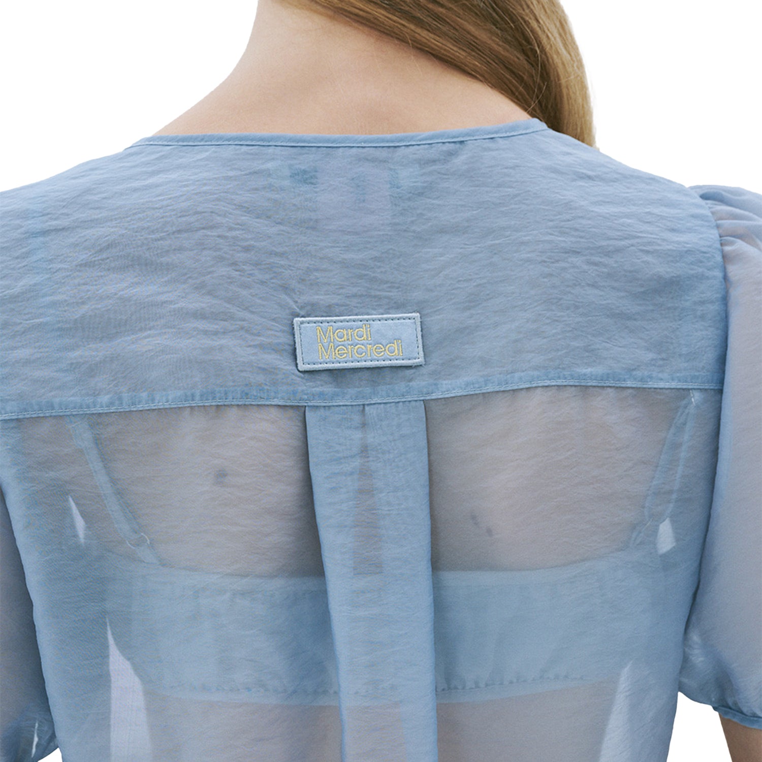 mare☆Sheer Docking French Sleeve Blouse Water-Repellent】Sheer Docking French Sleeve Blouse – maré