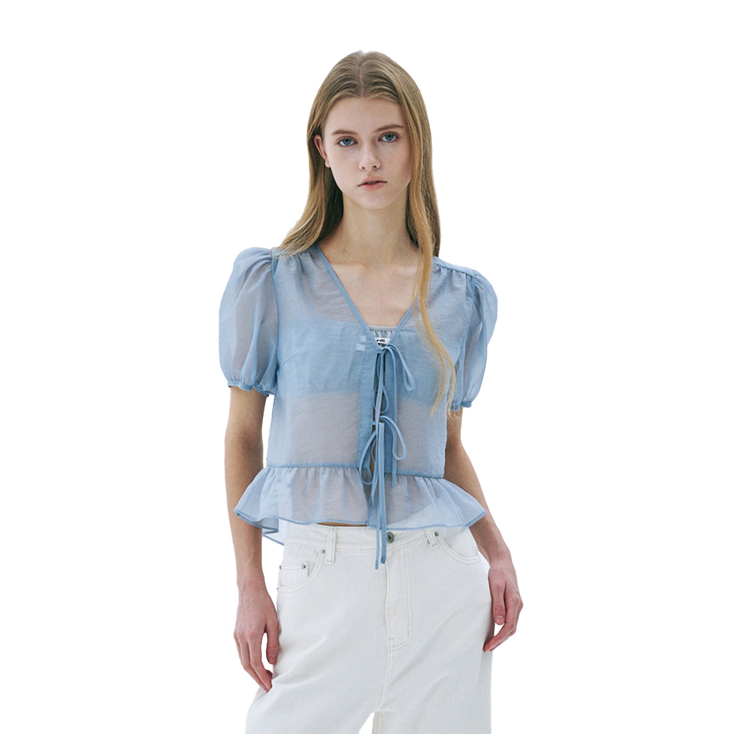 Sheer Ribbon Blouse Half Sleeve – FRUITION