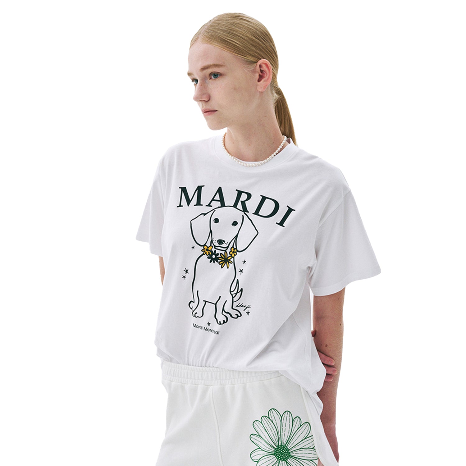 ●Mardi Mercredi●UNISEX TSHIRT HAND + FLOWER MAN_WHITE UNISEX TSHIRT HAND + FLOWER MAN_BLACK - MARDI MERCREDI